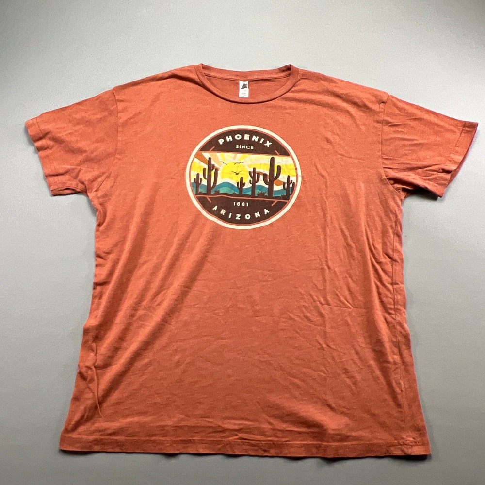 Smart Blanks T Shirt Mens XL Orange Sunset Phoenix Arizona Cactus Graphic Cotton
